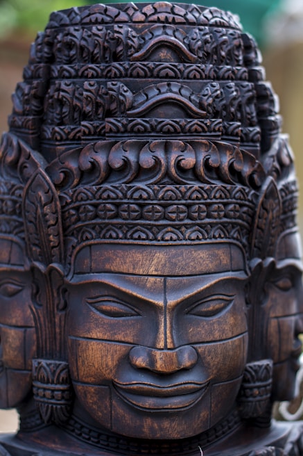 An intricately designed wooden sculpture reflecting local artistry.