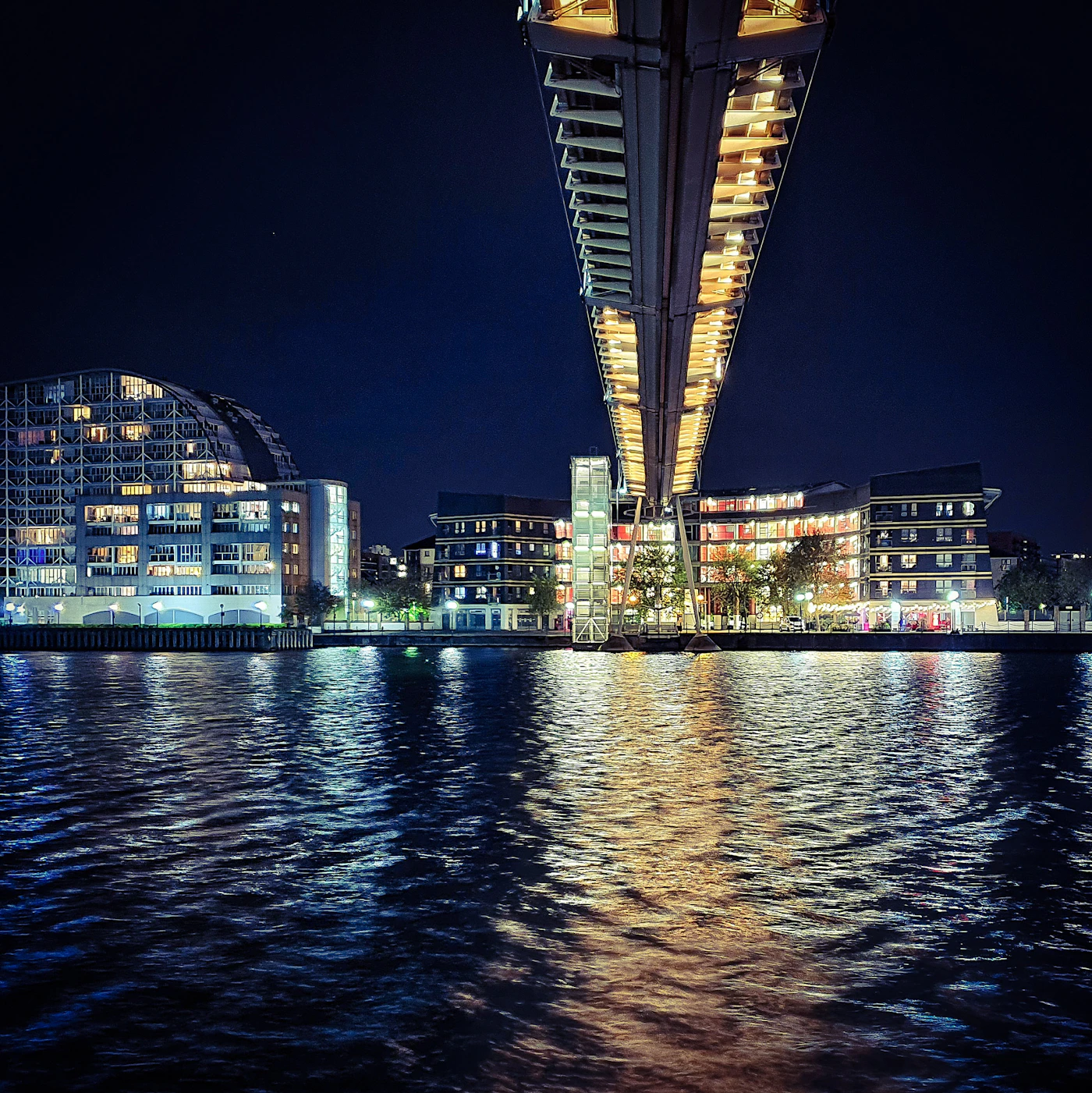 Royal Victoria Dock at night
