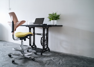 A stylish workspace with bespoke furniture made from upcycled materials.