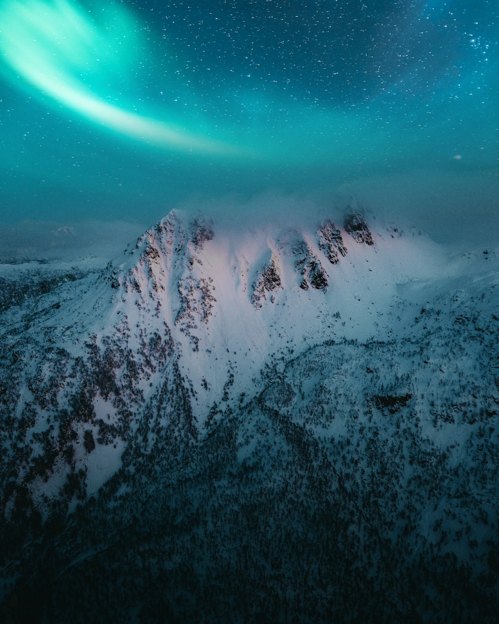 snow covered mountain under blue sky