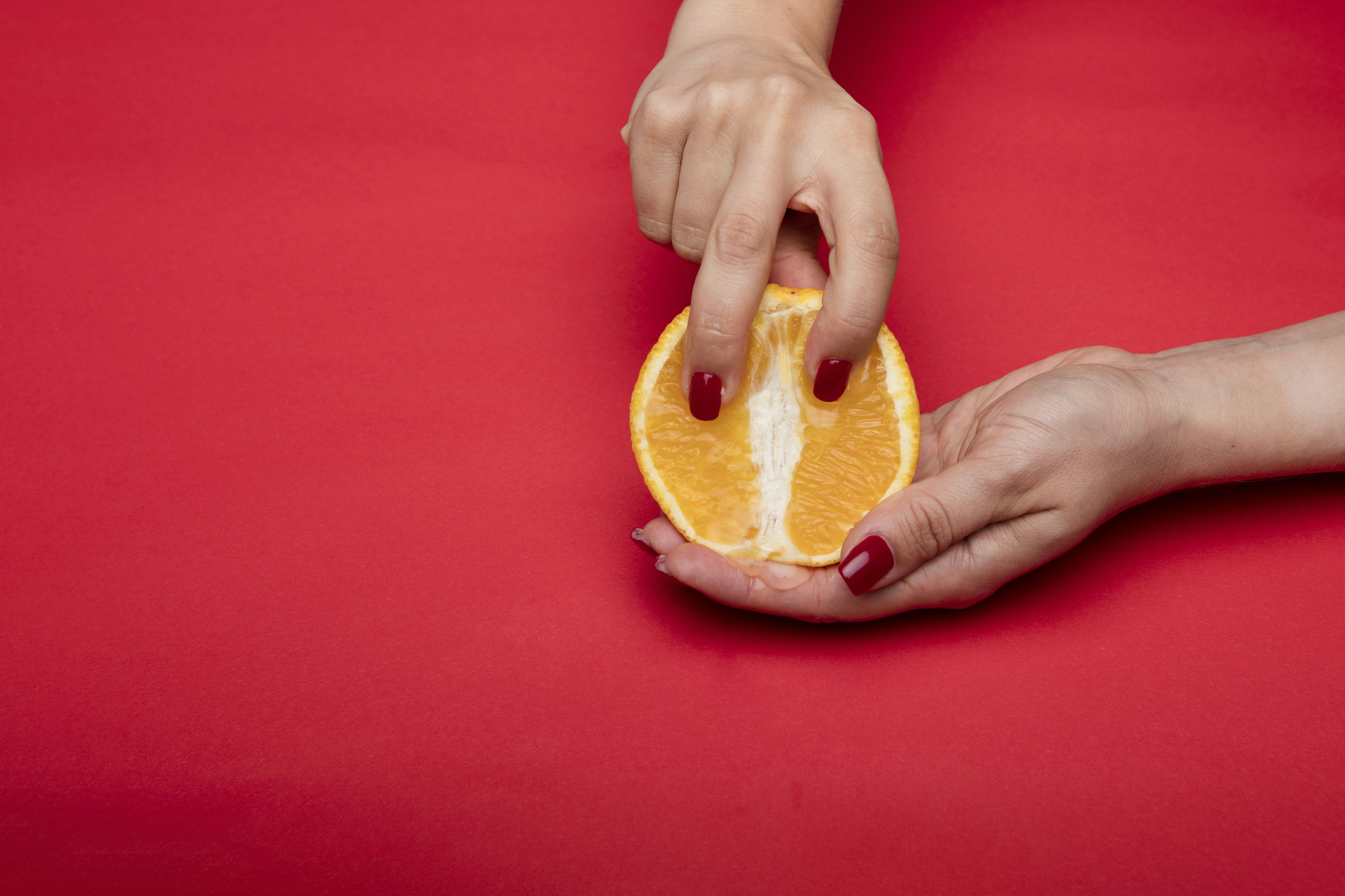 masturbating orange food porn