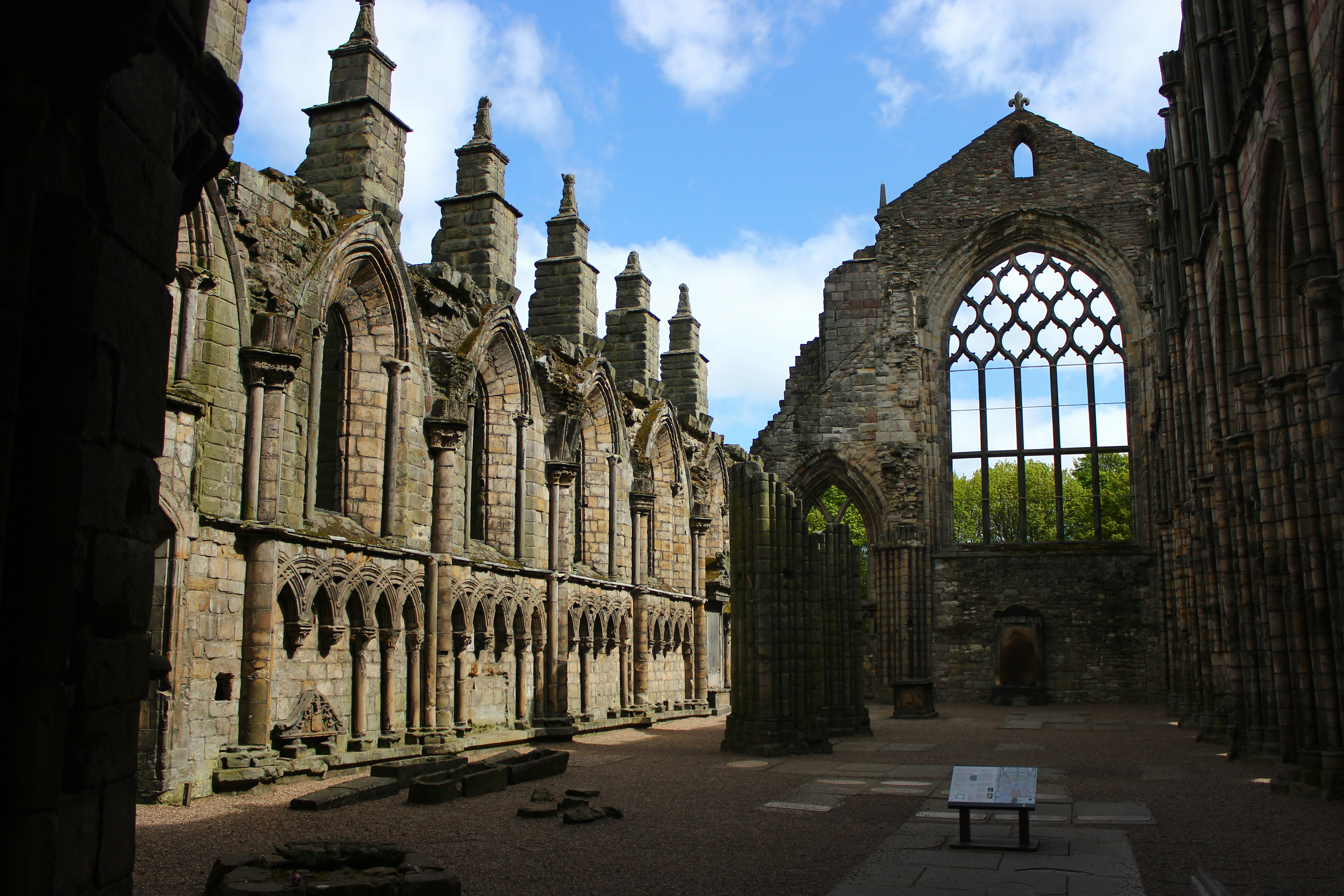 Chapel ruins in the park of Holyrood palace.