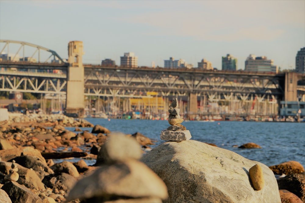 gray rocks near body of water during daytime