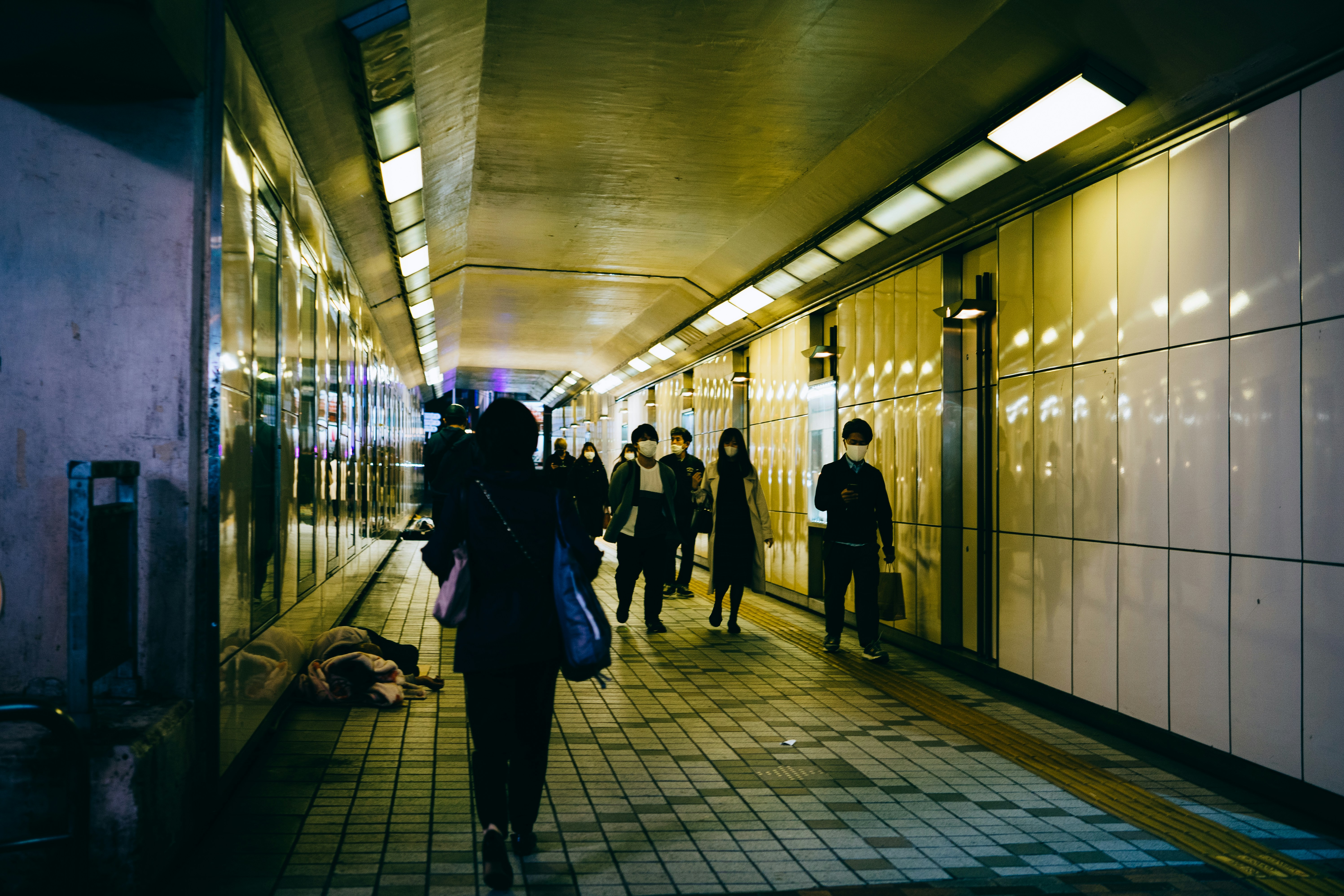 people walking on train station