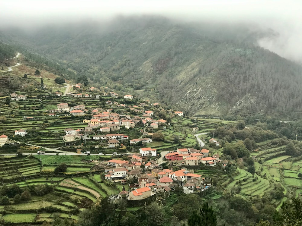 aerial view of city near mountain during daytime