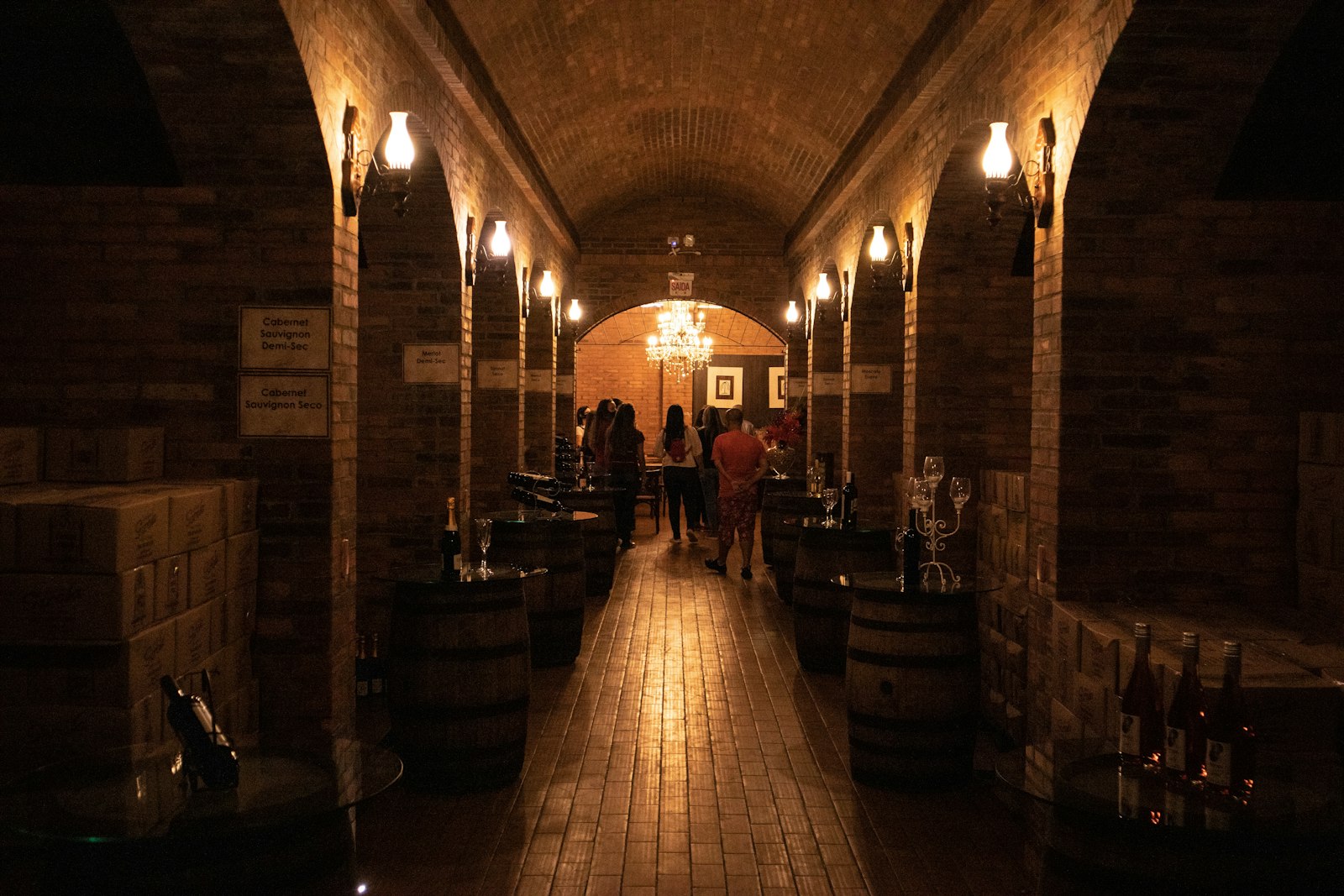 Candlelit vaulted cellar dining room