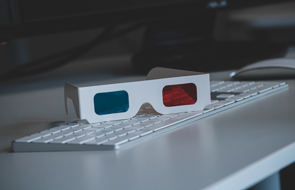 white and red computer keyboard