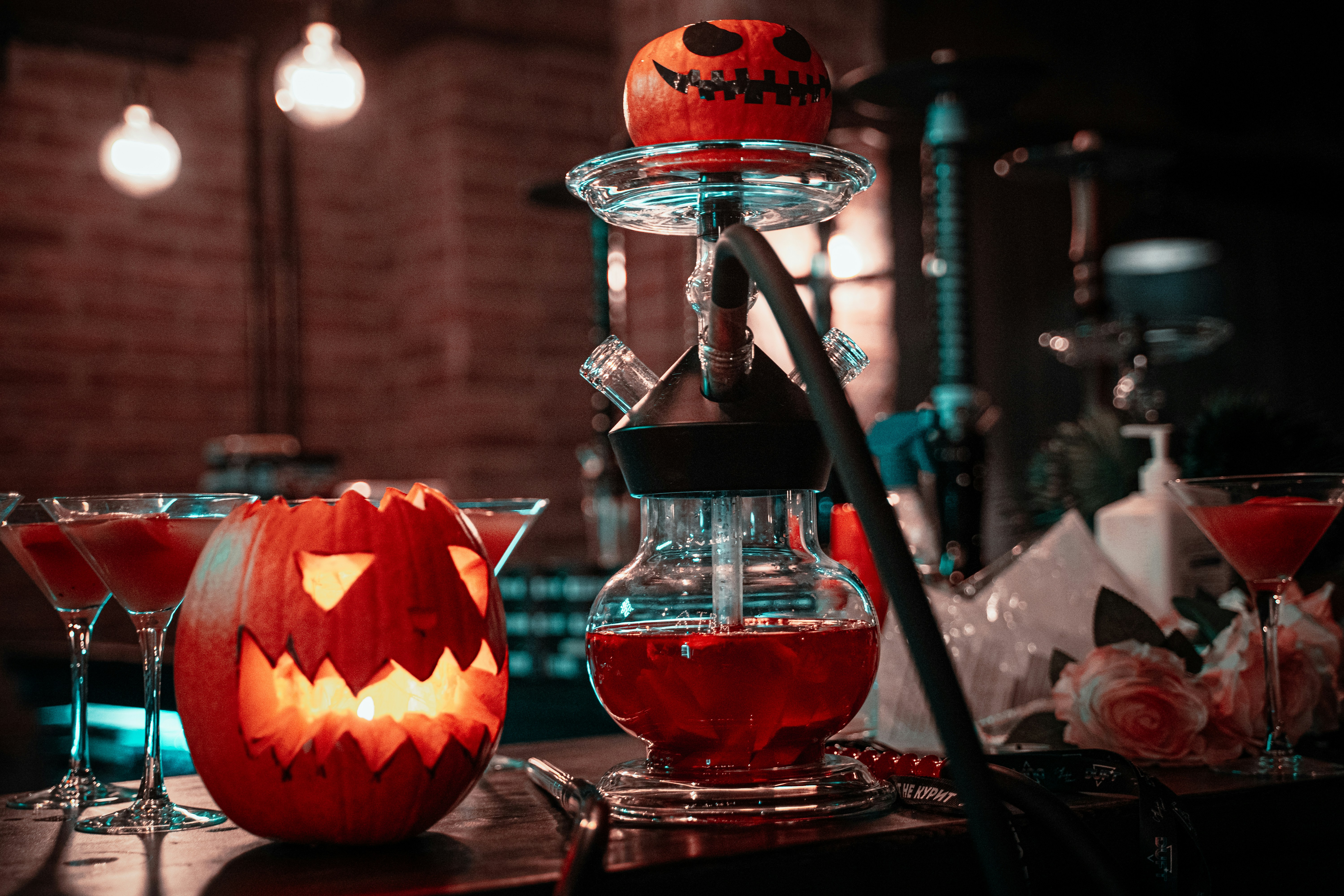 jack o lantern on table