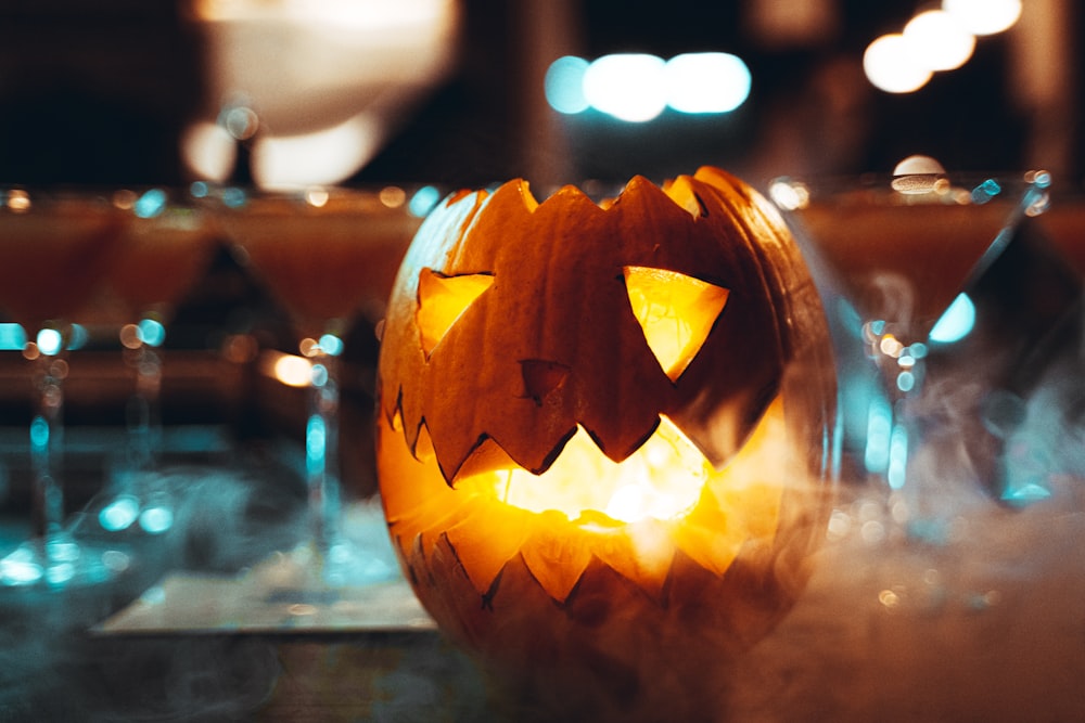 jack o lantern on table