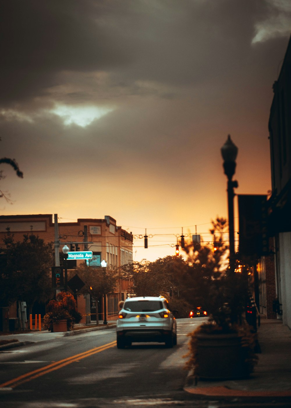 cars on road during sunset