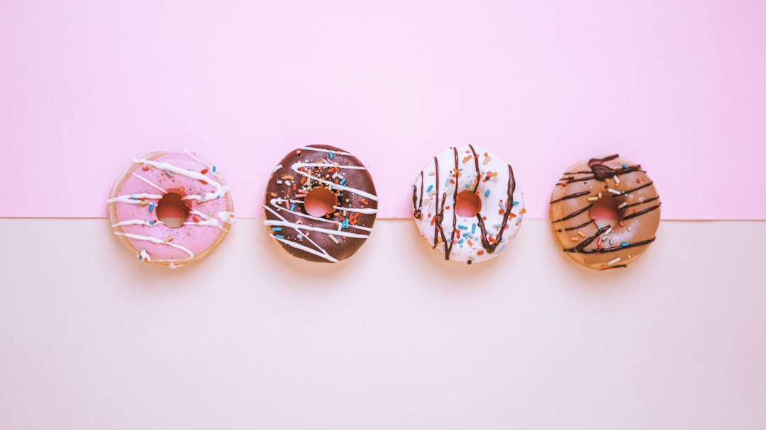 three round red and gold colored accessories, Donuts time