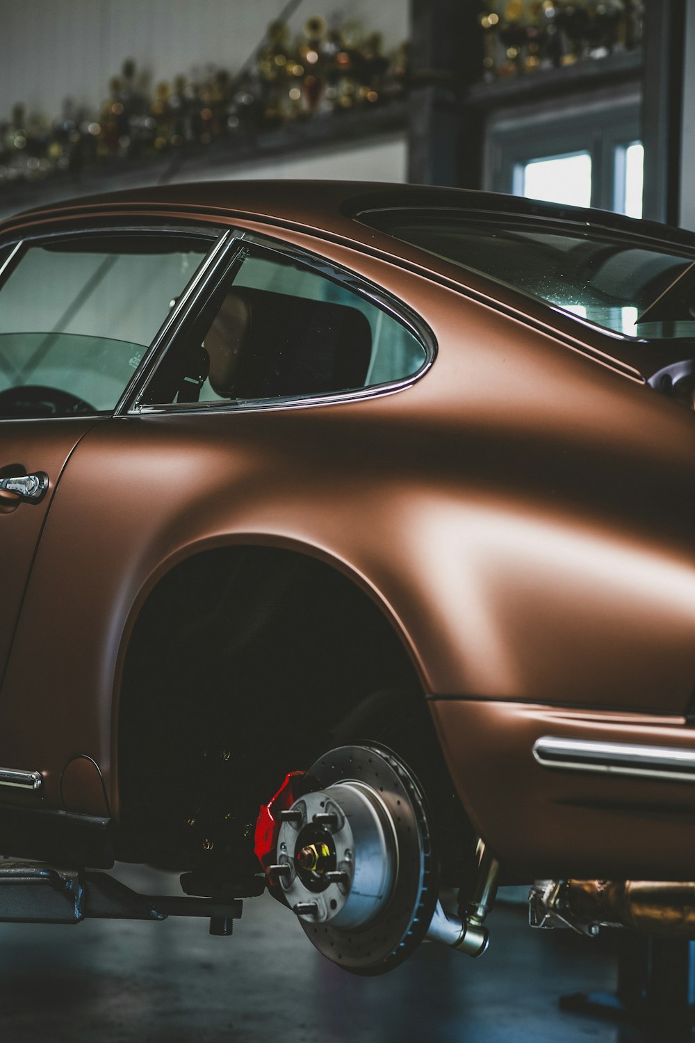 brown car with open door