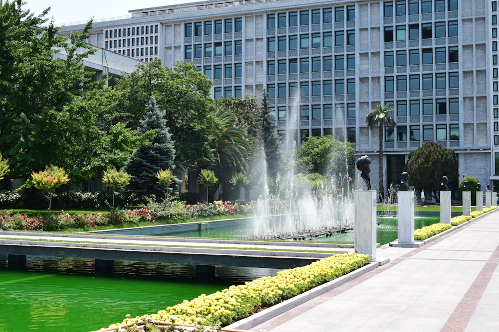 water fountain in front of building