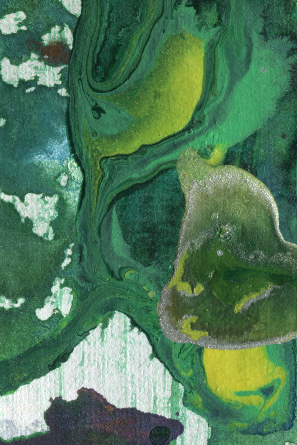 green and white abstract painting