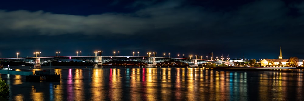 bridge over water during night time