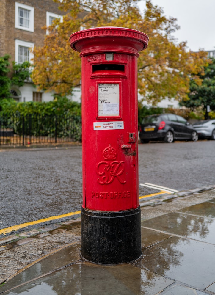 Close up of red UK postbox