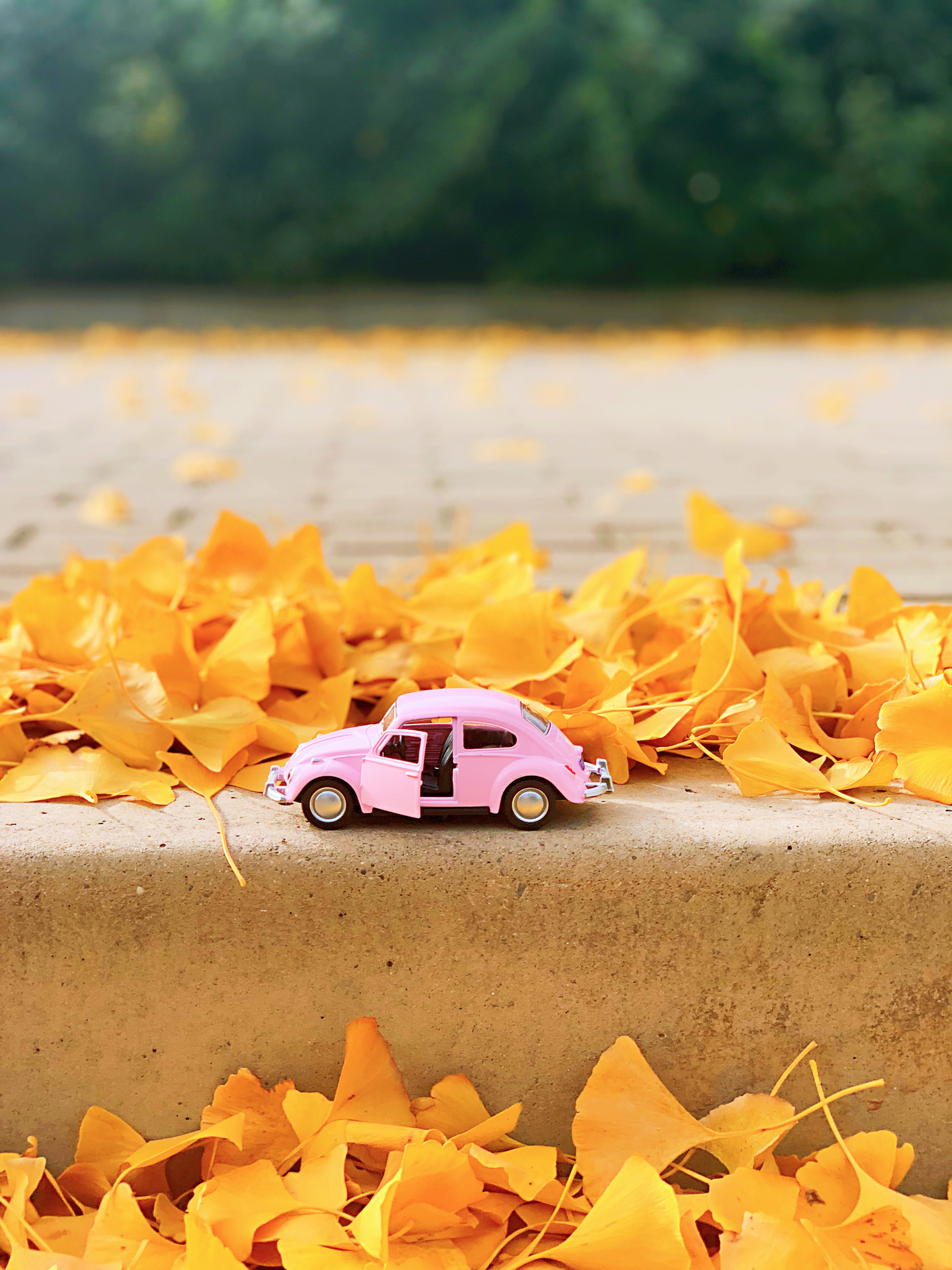 white and orange car toy on white concrete surface