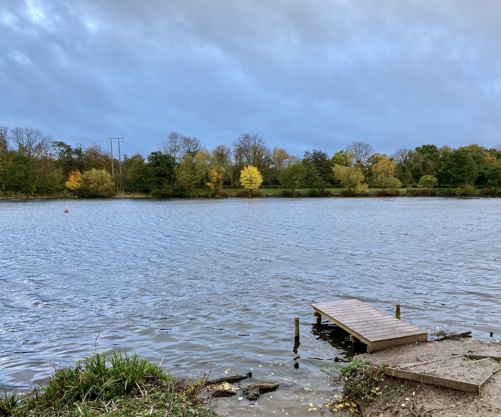 brown wooden dock on lake during daytime