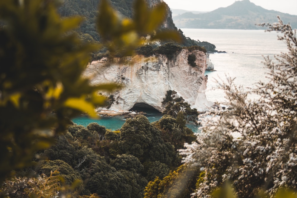 brown rock formation near body of water during daytime