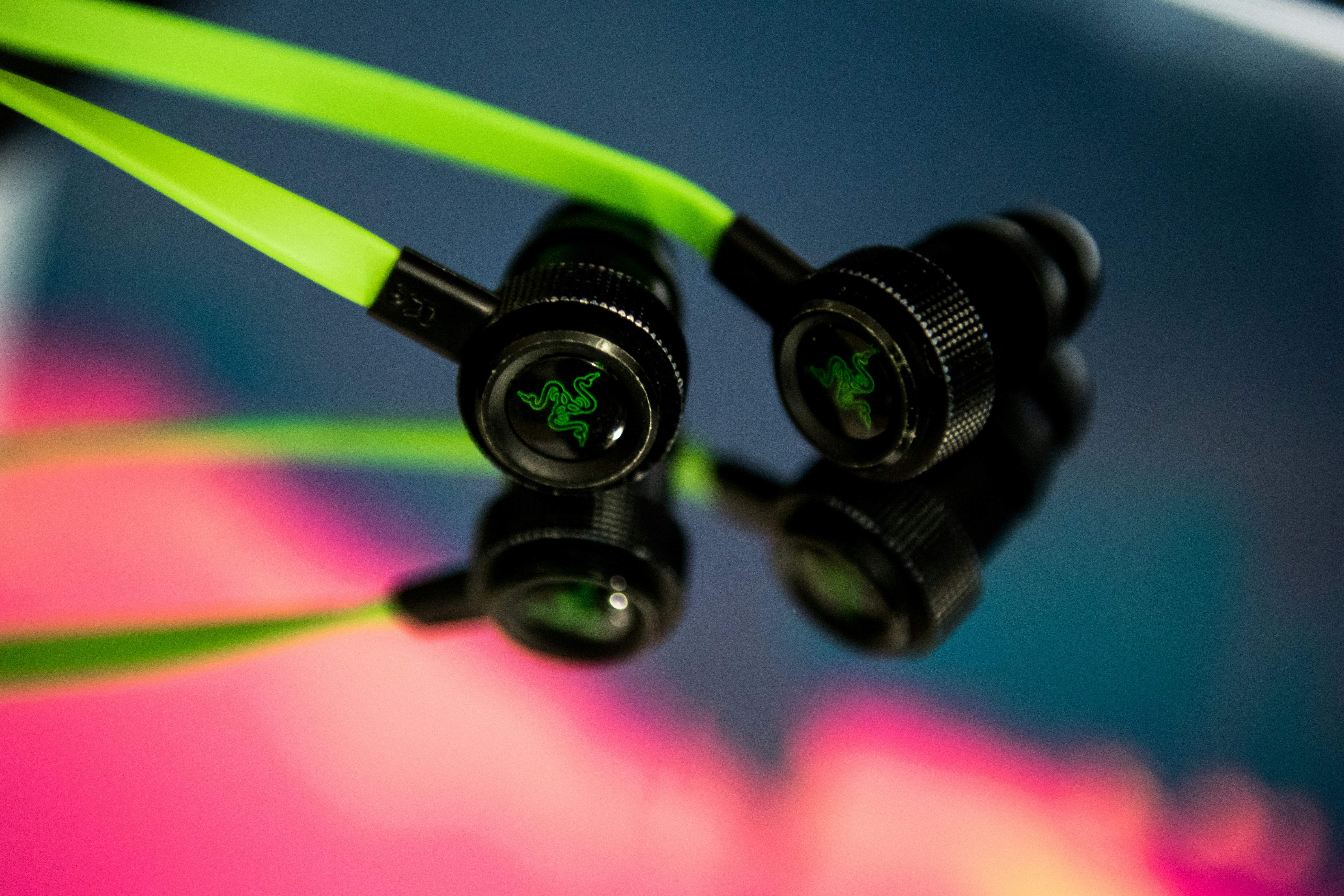 Black and green camera lens