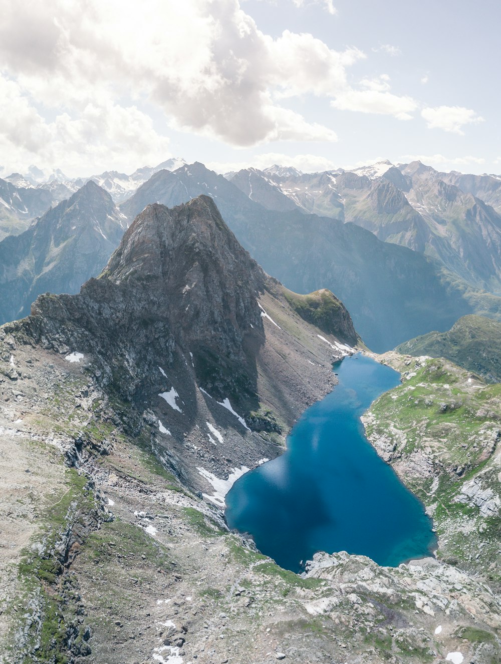 blue lake in the middle of the mountains