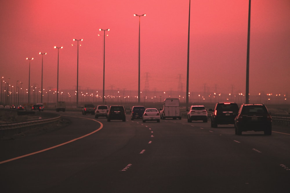 cars on road during night time