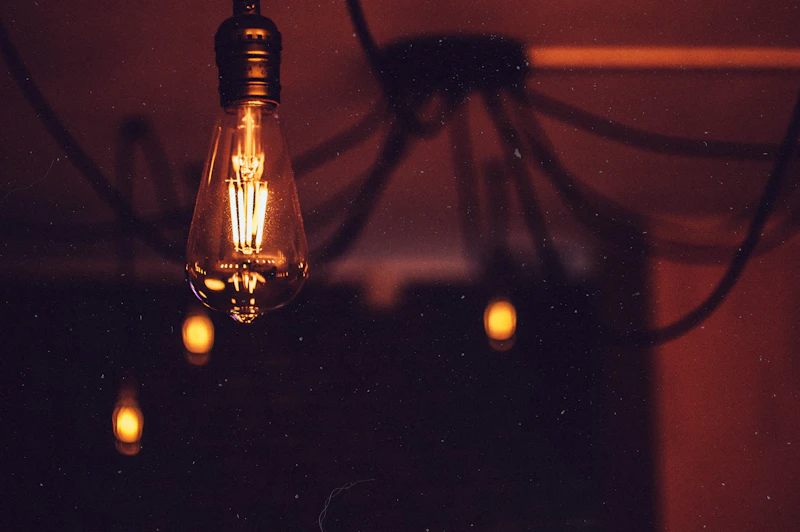 Warm LED light bulb glowing