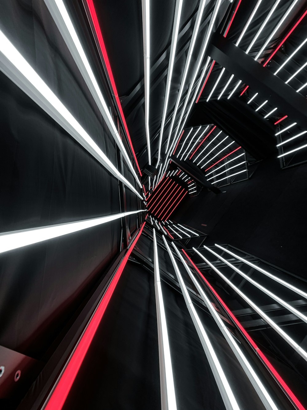 black and white spiral stairs