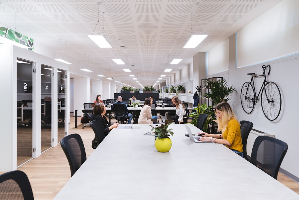 people sitting on black chairs