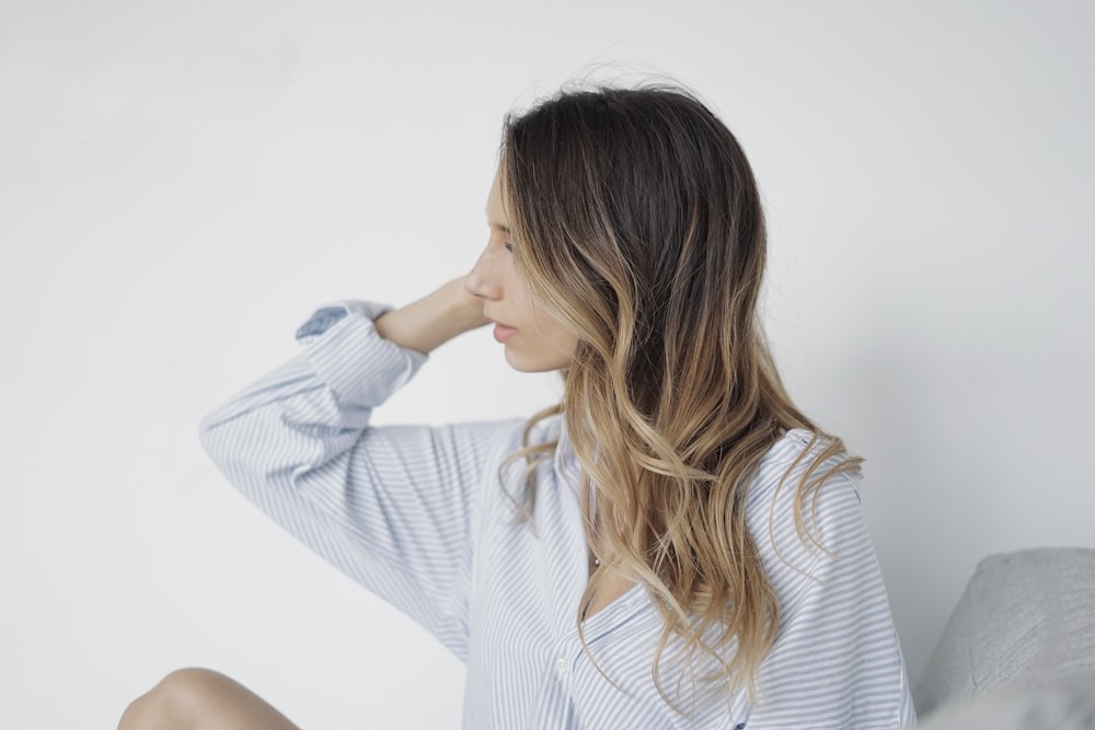 woman in white dress shirt