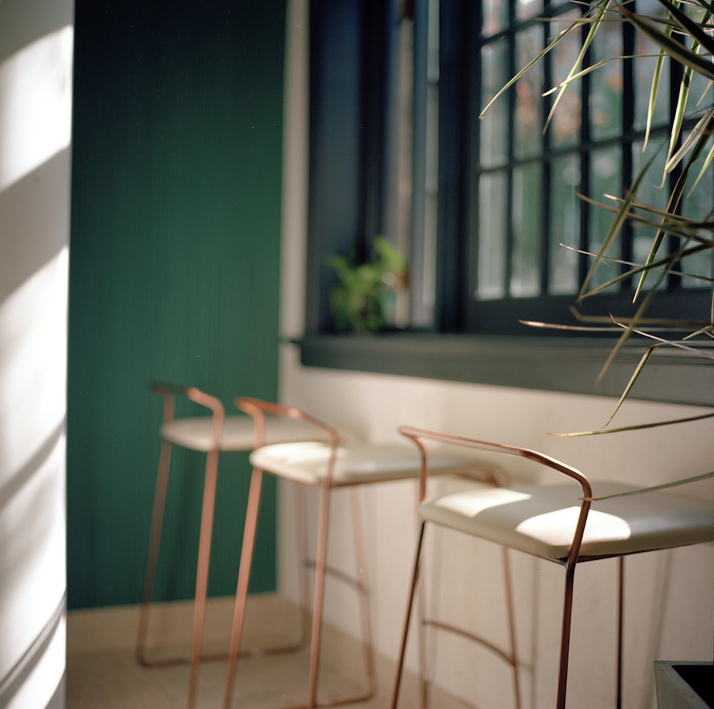 white and brown wooden chair