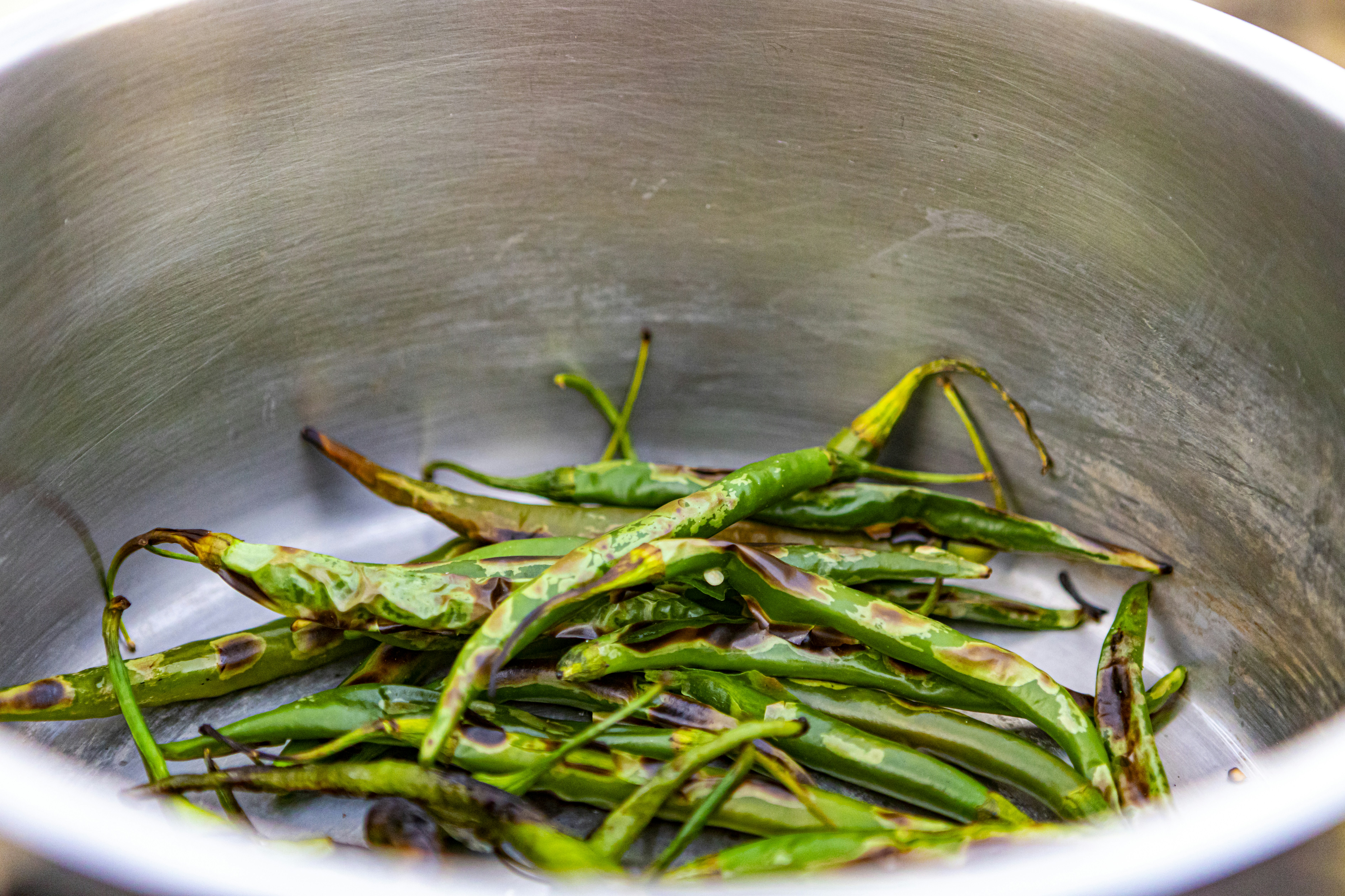 green leaves on stainless steel plate