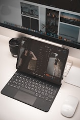 black ipad pro with keyboard