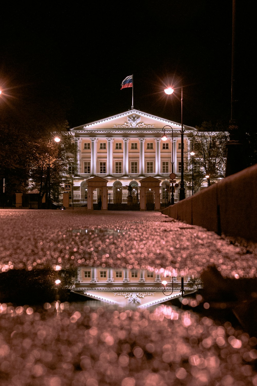 white concrete building during night time