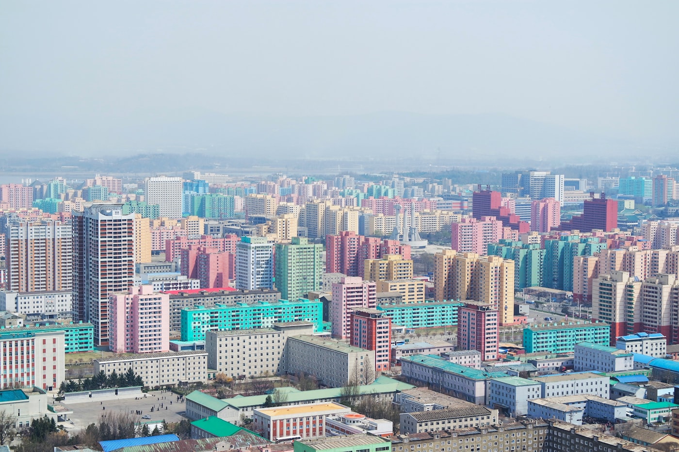 A view of Pyongyang's cityscape and monuments