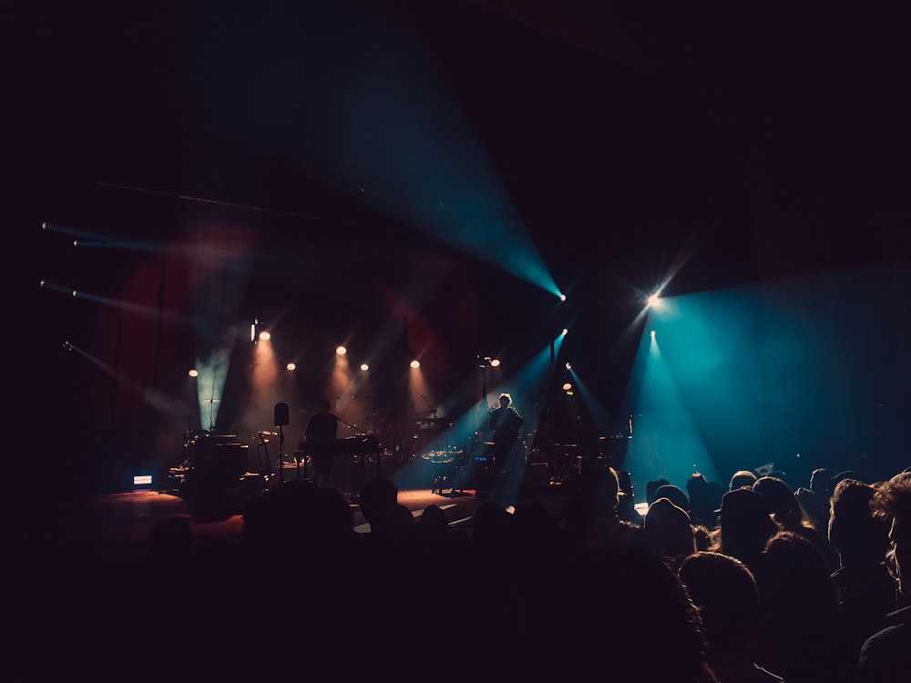 people watching concert during night time