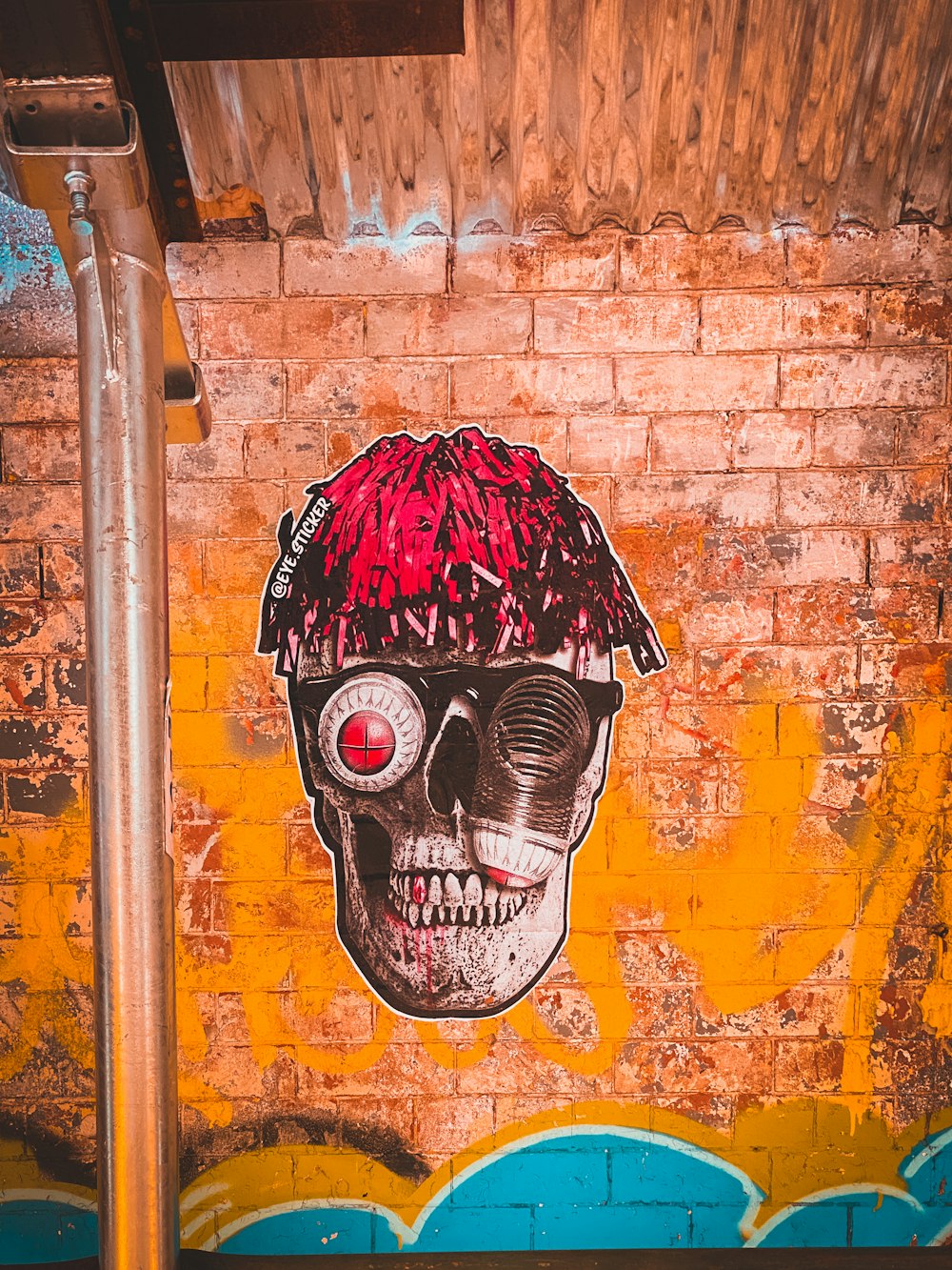 red and yellow skull wall art