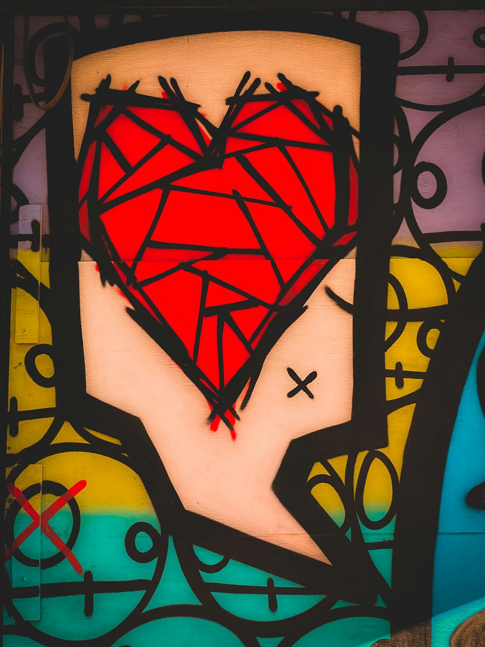 black and red heart wall art