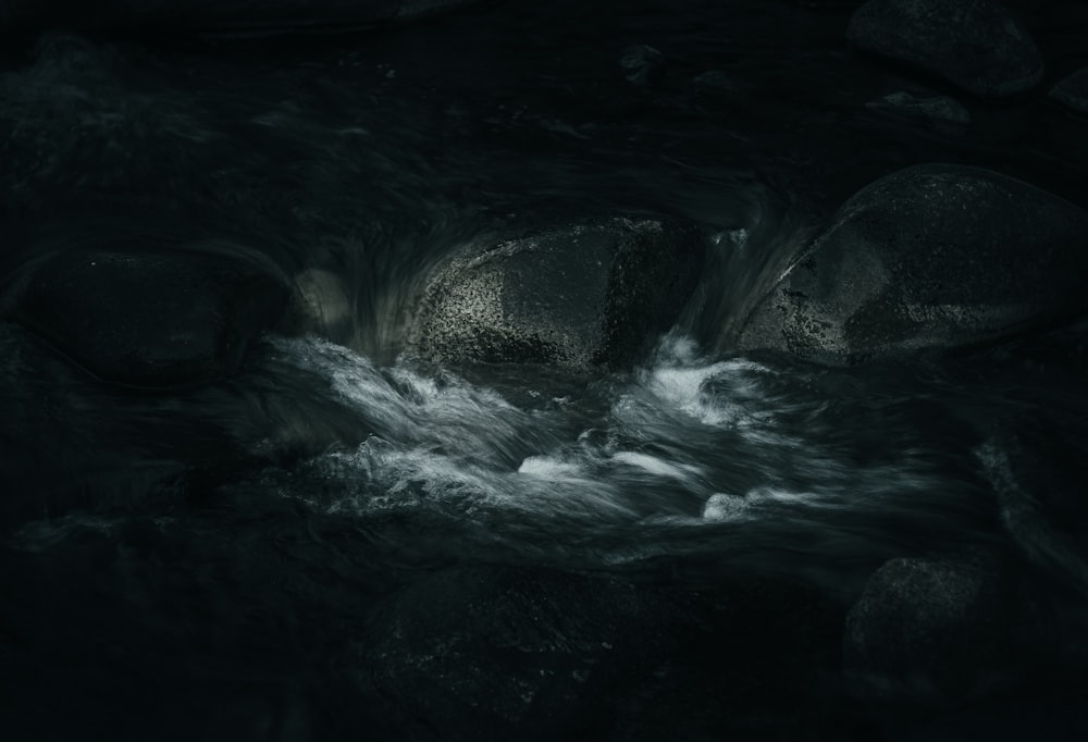water waves in black cave