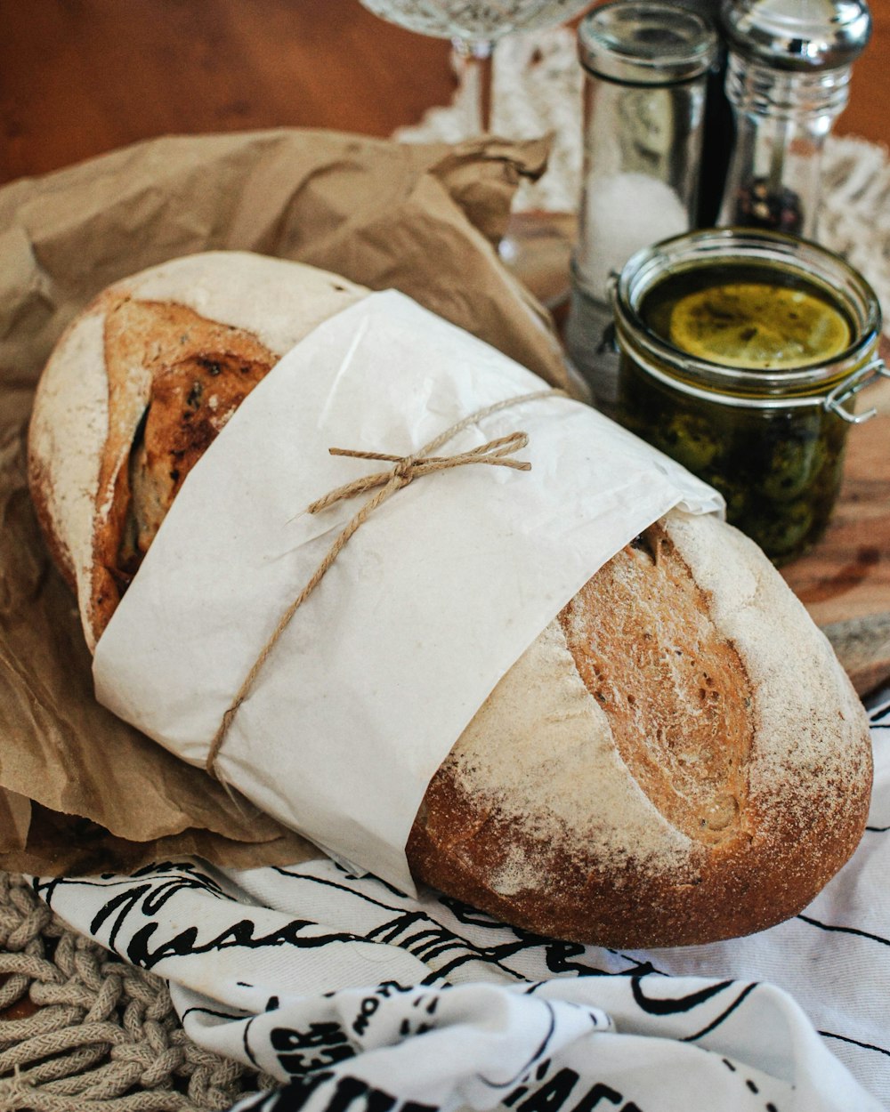 bread on brown paper bag