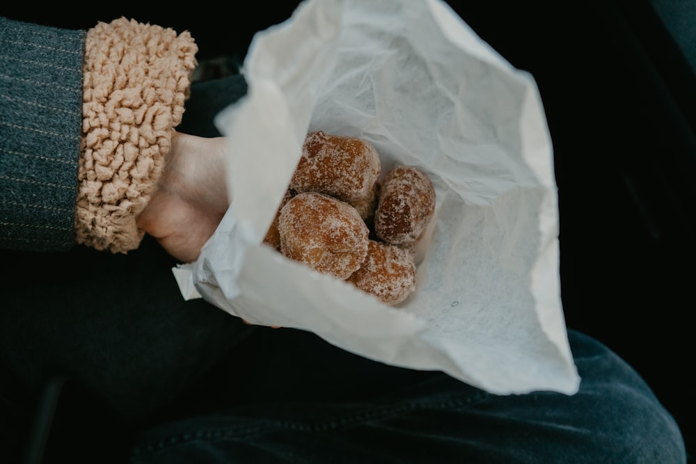 brown cookies on white plastic bag