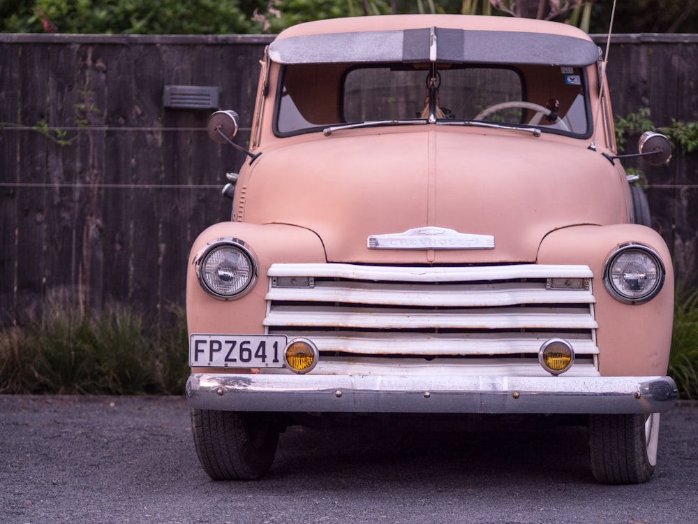 pink and white vintage car