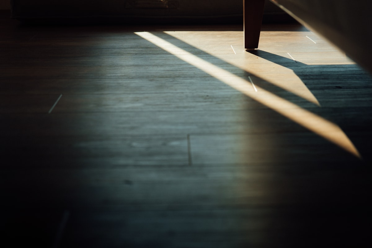 Newly installed wood-look LVP flooring with bench