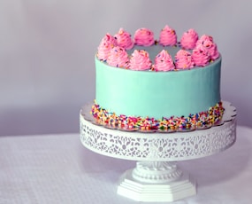 pink and white floral cake