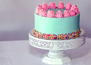 pink and white floral cake