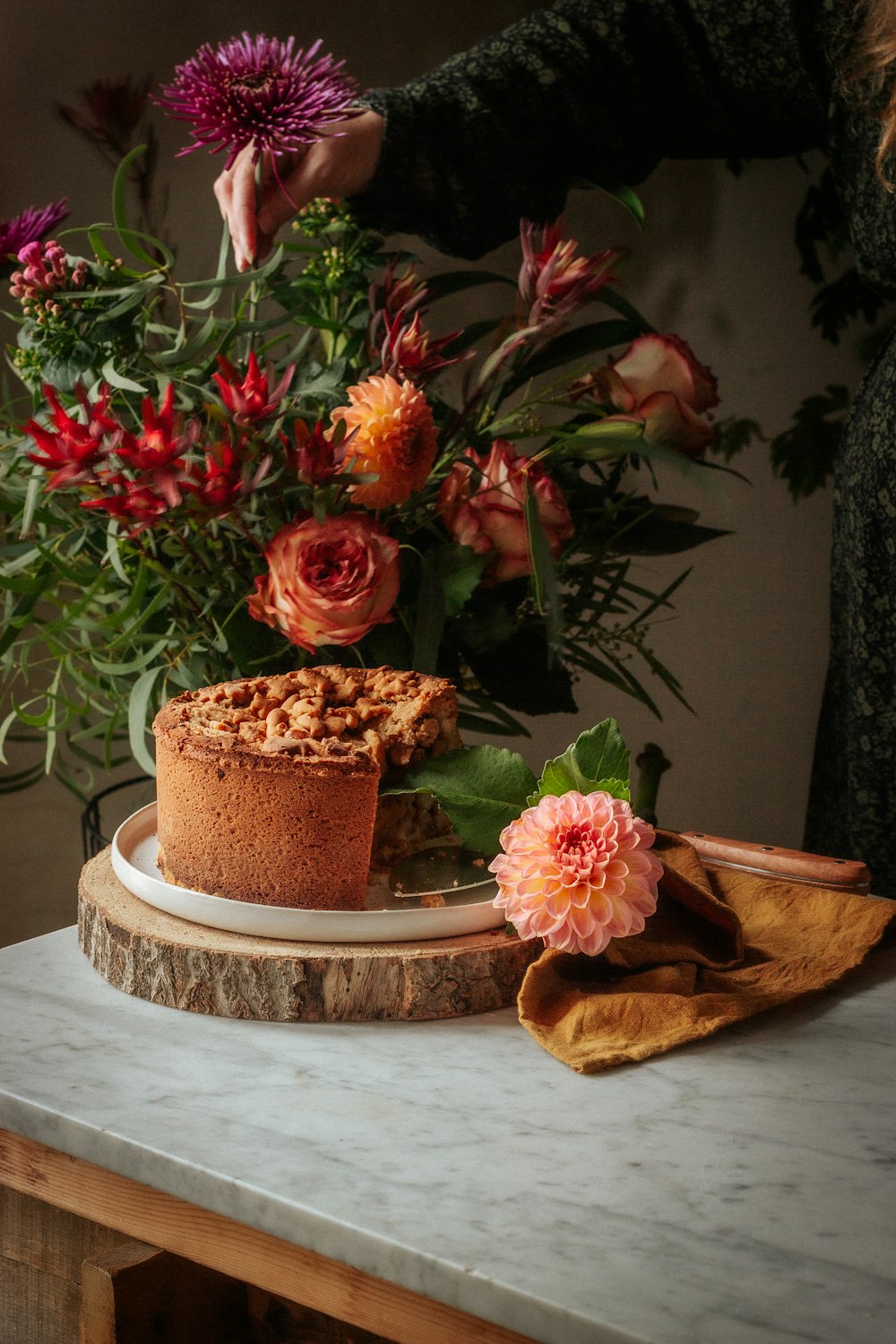 pink flowers on brown pot