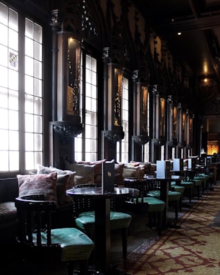 An elegant jazz club interior with soft lighting and tables.