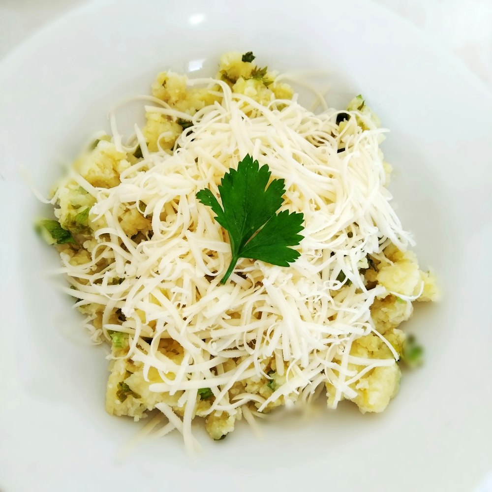 pasta dish on white ceramic plate