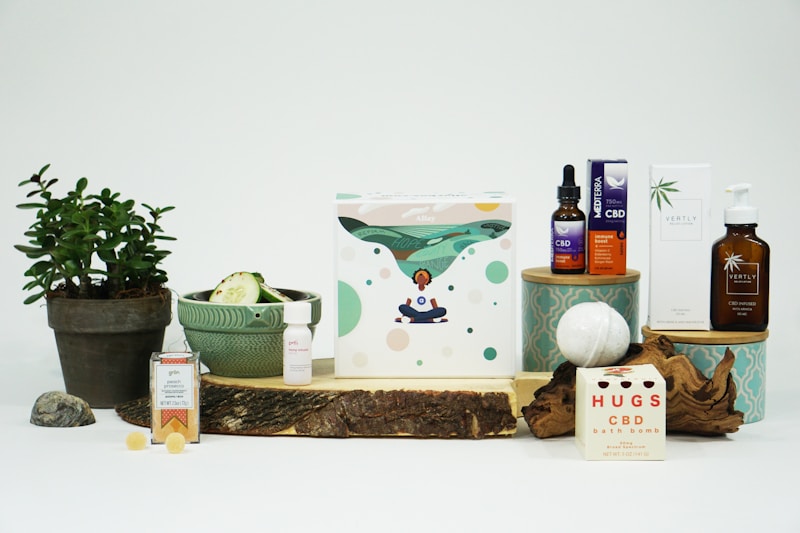 Calm wellness and recovery products arranged on a surface