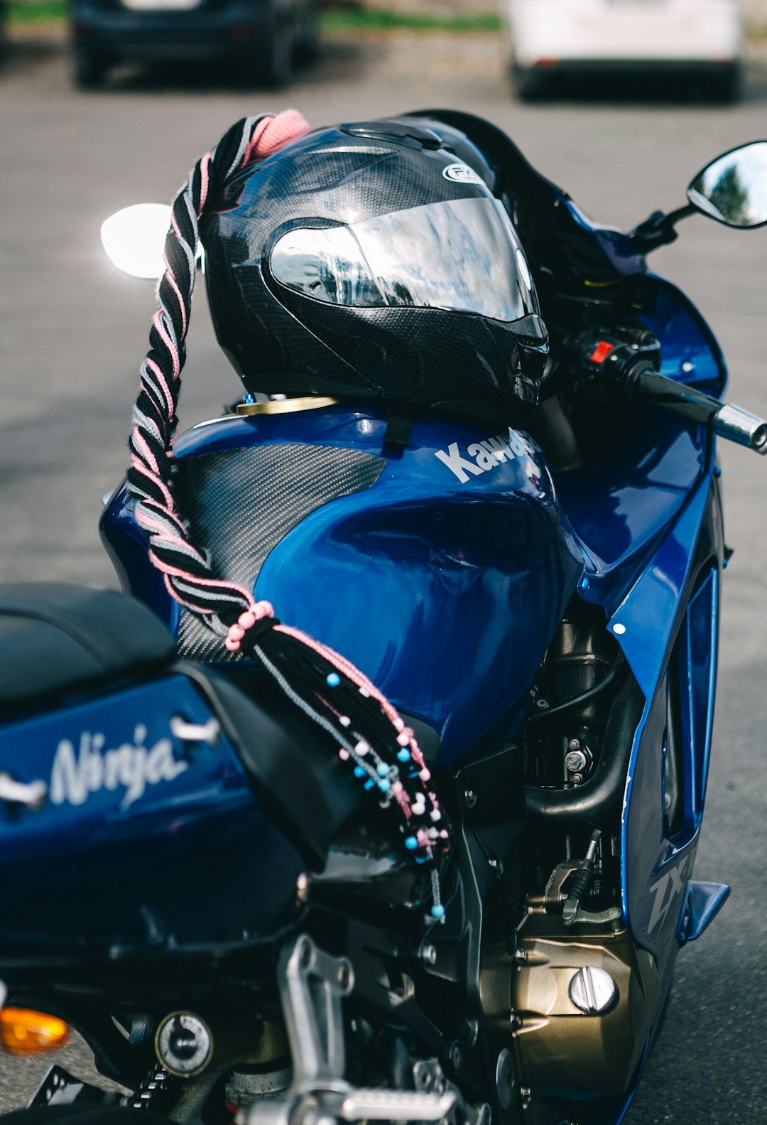 black and blue sports bike